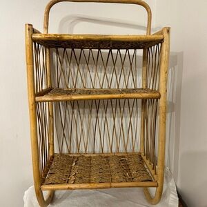 Vintage bamboo/wicker weaved straw Wall hanging shelf Bathroom Wall Shelf